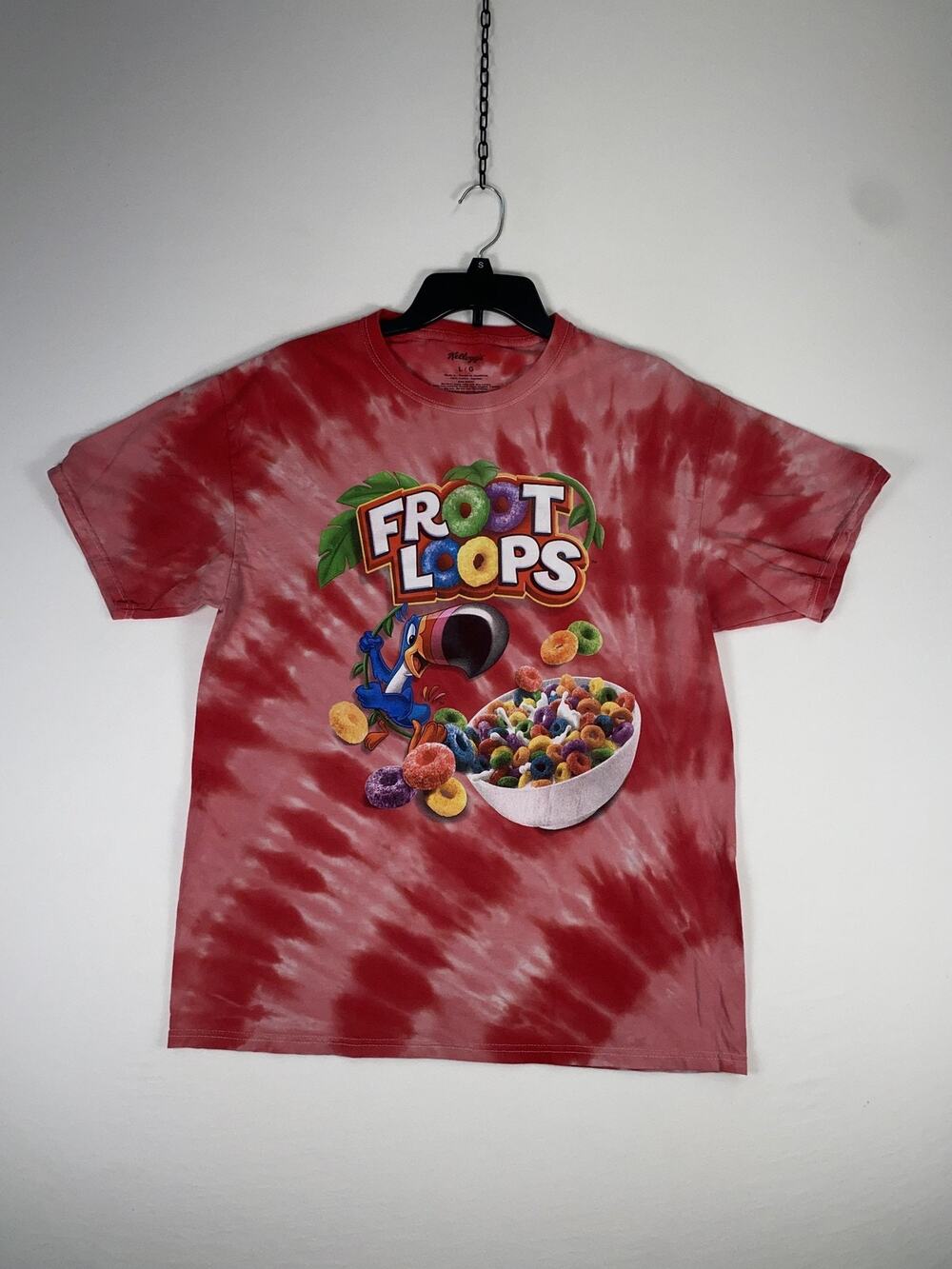 Kellogg's Froot Loops Shirt Mens Large Red Tie Dye Toucan Sam Tee T-Shirt